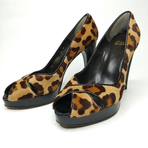 Stuart Weitzman‎ 8.5 Cheetah Print Fur Peep Heels